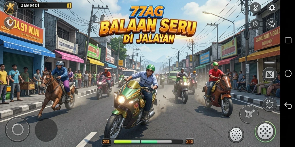 Tampilan gameplay balapan yang mendebarkan di 77AG.