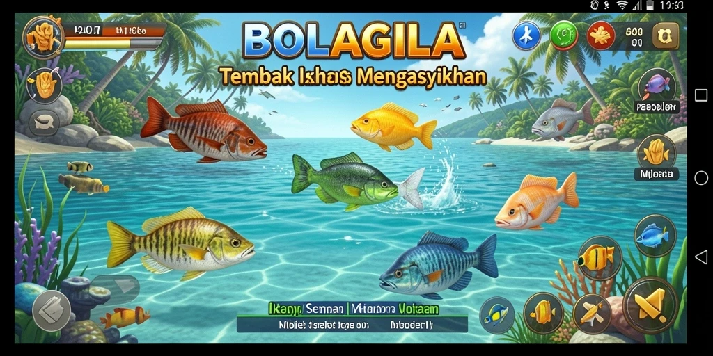 Tampilan gameplay BOLAGILA yang seru saat menangkap ikan.