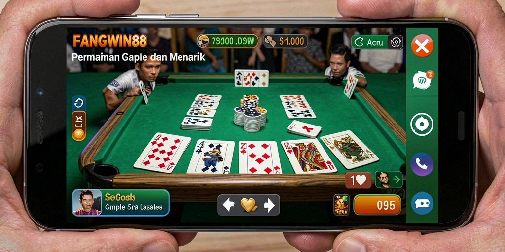 Screenshot FANGWIN88 menunjukkan gameplay Gaple yang seru dan interaktif.