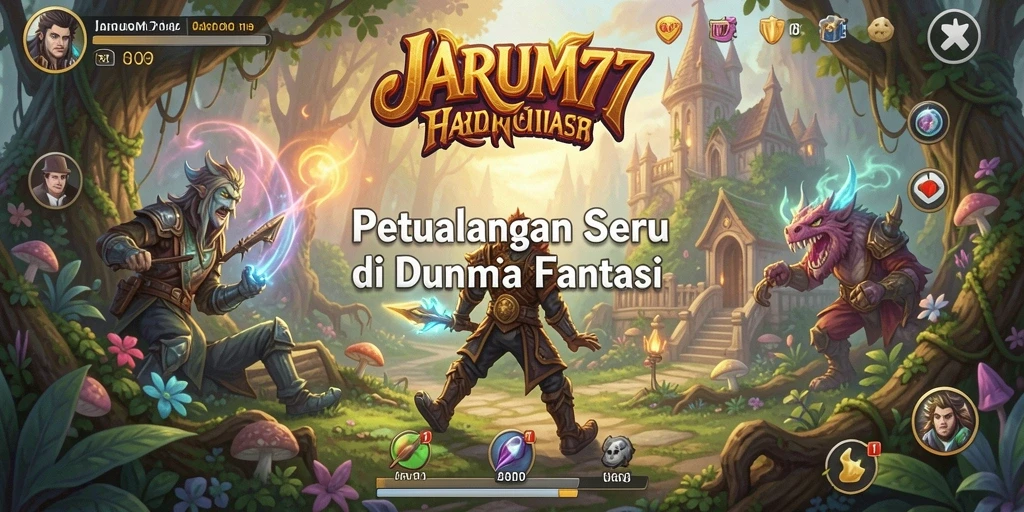 Gameplay seru JARUM77 menunjukkan eksplorasi dunia fantasi.