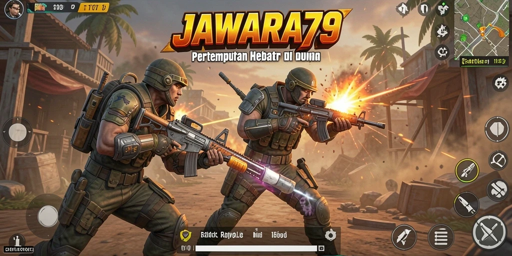 Tampilan gameplay JAWARA79 yang menegangkan dalam pertarungan Battle Royale.