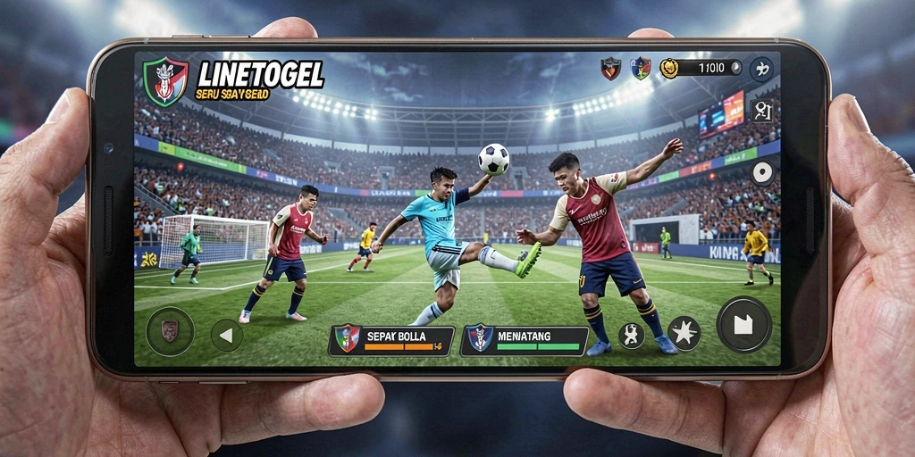 Screenshot gameplay LINETOGEL yang menampilkan pertandingan sepak bola yang mendebarkan.
