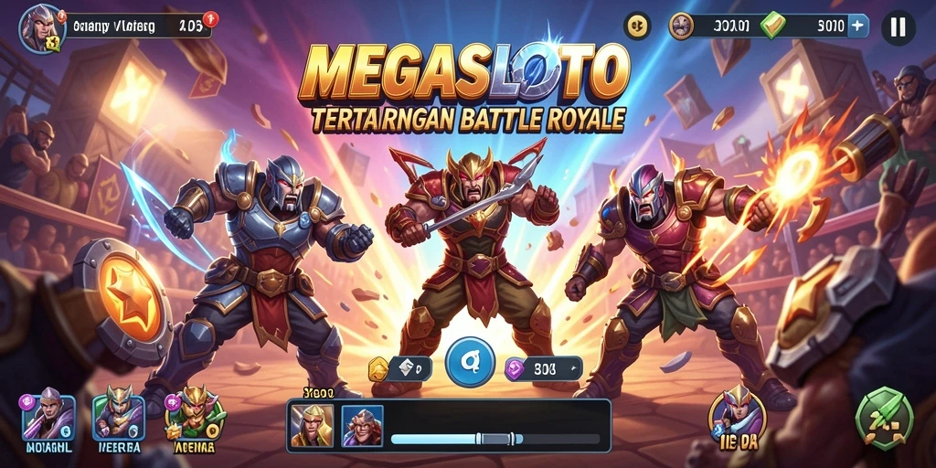Gameplay seru MEGASLOTO dalam mode Battle Royale yang intens.
