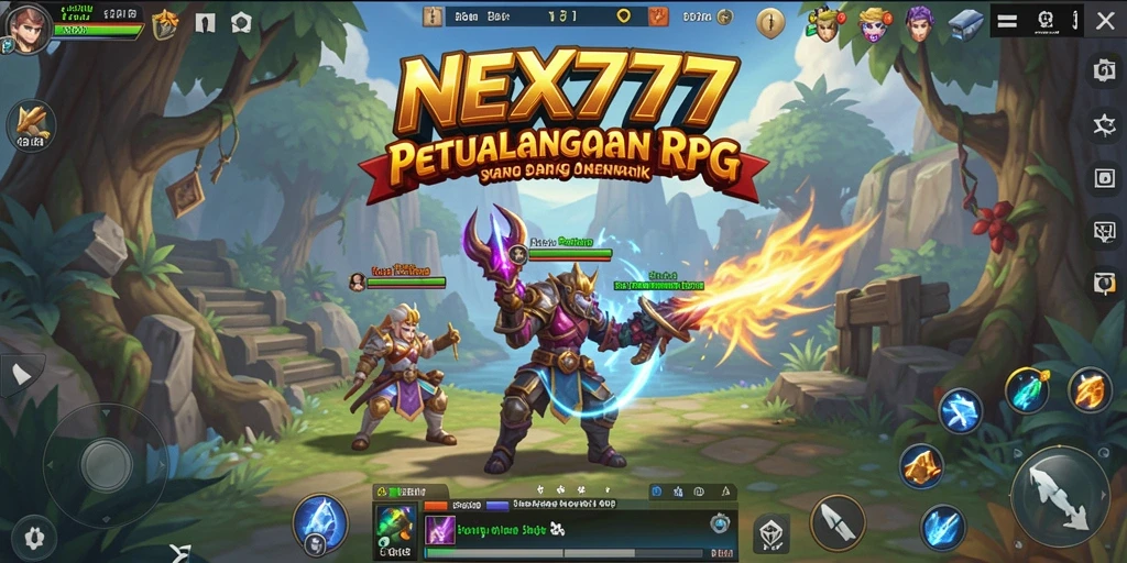 Screenshot NEX777 menampilkan pertempuran epik dalam dunia RPG.