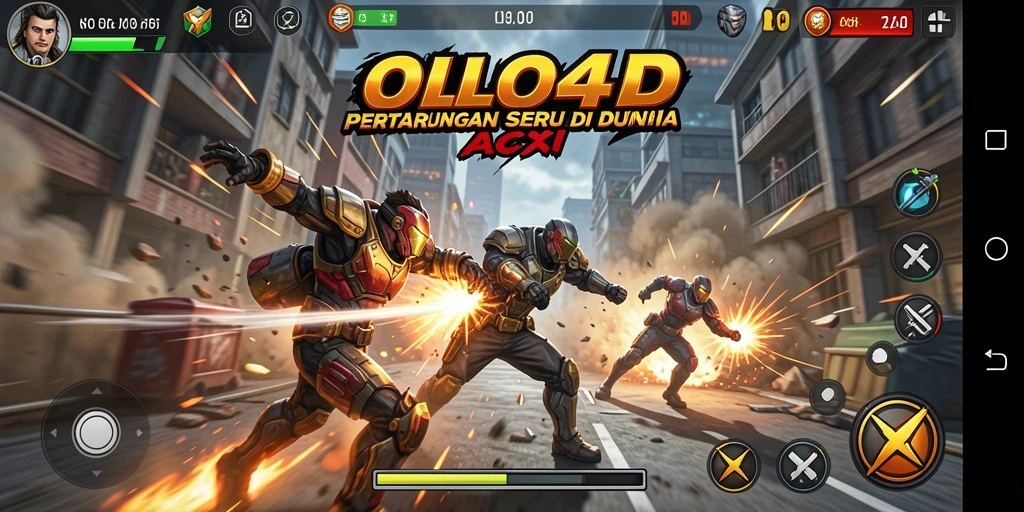 Tangkapan layar menunjukkan aksi pertarungan mendebarkan dalam OLLO4D.