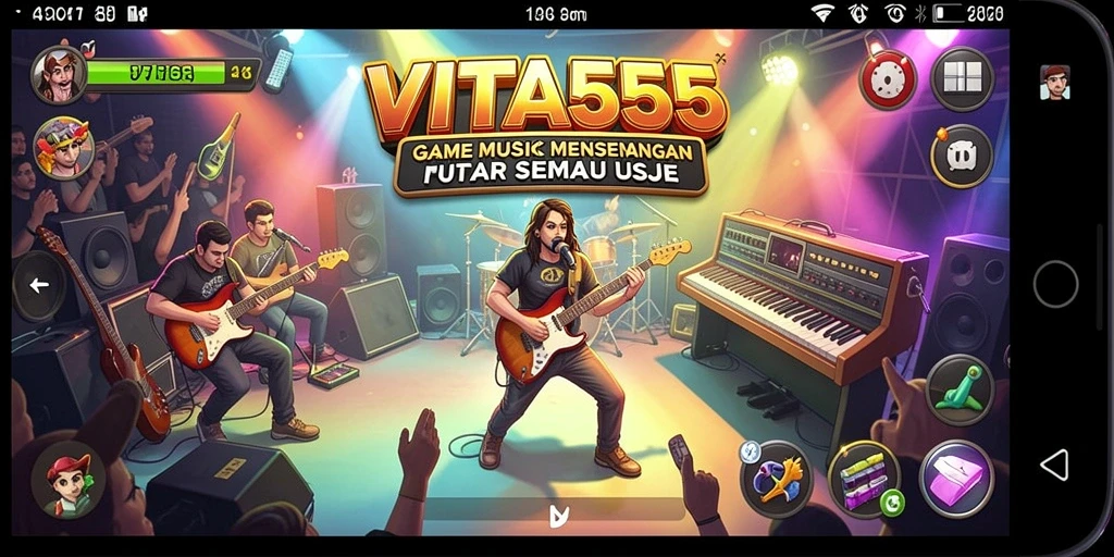 Screenshot gameplay VITA555 dengan tampilan menari mengikuti irama musik.